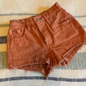 Levi's Women's Terracotta 501 cut off, button up Jean Shorts